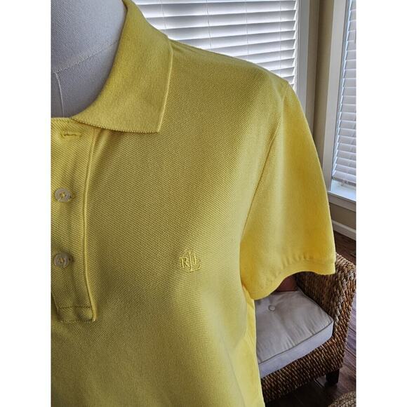 Lauren Ralph Lauren Yellow Polo Shirt Women's Size M Logo Preppy Golf - Picture 2 of 9